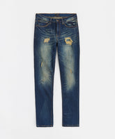 Men's Skinny Rip and Repair Denim Pants - Dark Blue